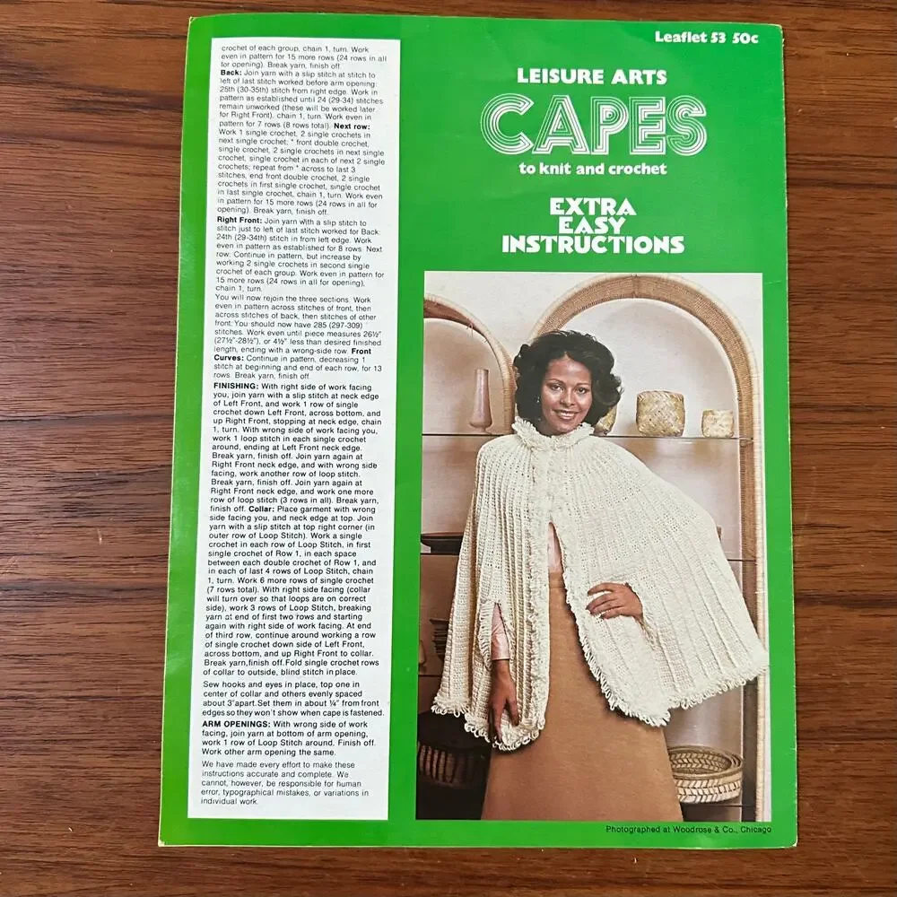 Leisure Arts Pamphlet #53 Capes Knit & Crochet 1975